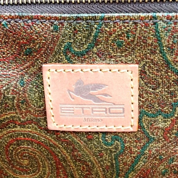 Vintage Etro Lrg Weekender Paisley Briefcase Laptop Shoulder Bag Crossbody Chain - Picture 4 of 16